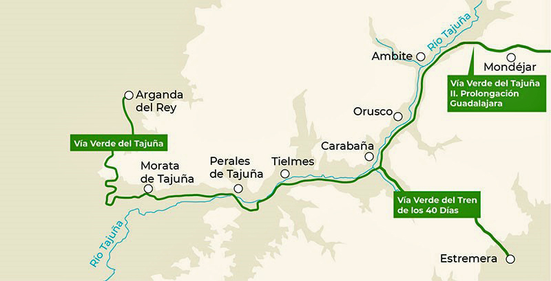 Mapa de la Va Verde del Tajua