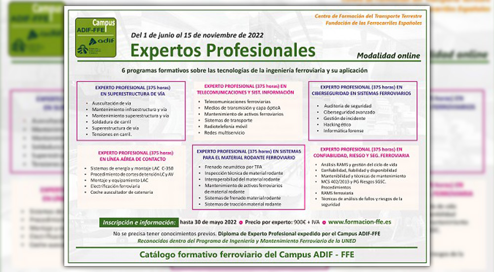 Las tecnologas de la ingeniera ferroviaria y su aplicacin, en los nuevos cursos del Campus Adif-FFE