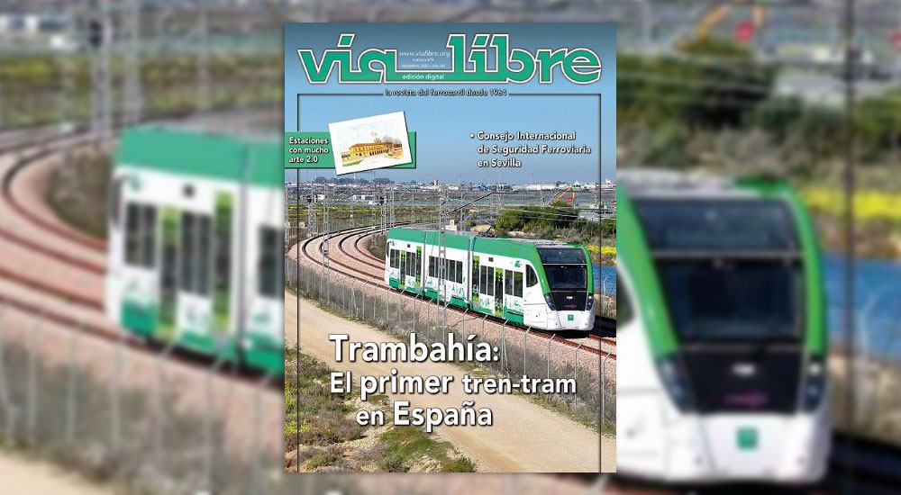 El Trambaha, el primer tren-tram espaol, portada de Va Libre en diciembre